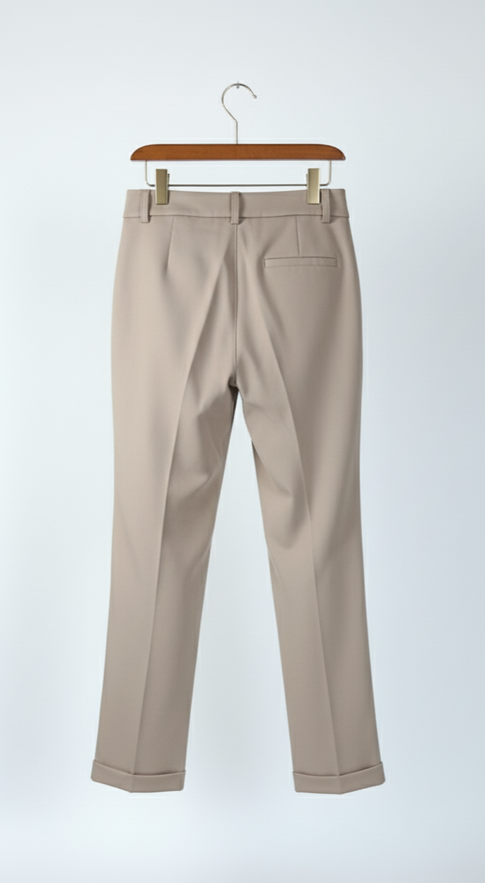 Pantalon femme chic ajusté stretch confortable taille mi-haute élégant bureau casual tissu fluide viscose coupe droite taille unique | Élégance – LyaMode