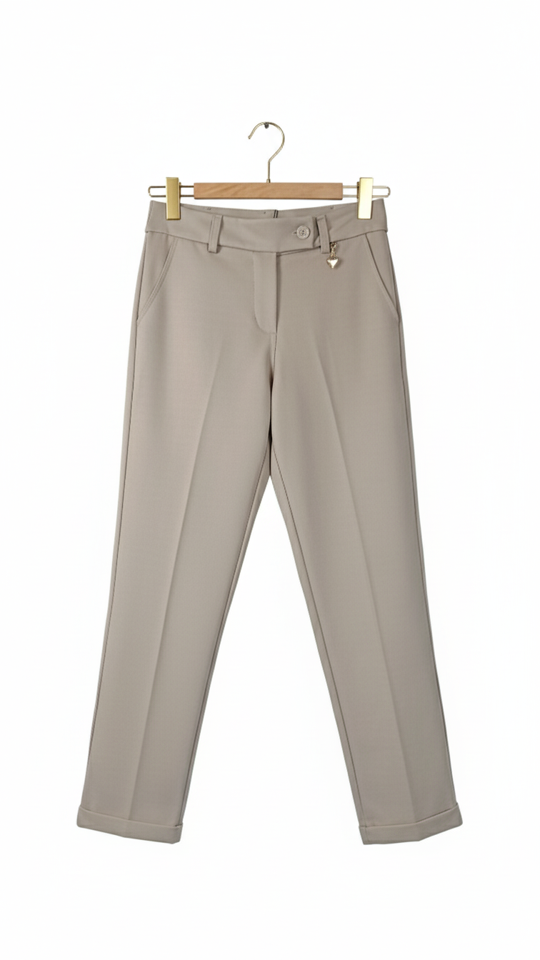 Pantalon femme chic ajusté stretch confortable taille mi-haute élégant bureau casual tissu fluide viscose coupe droite taille unique | Élégance – LyaMode
