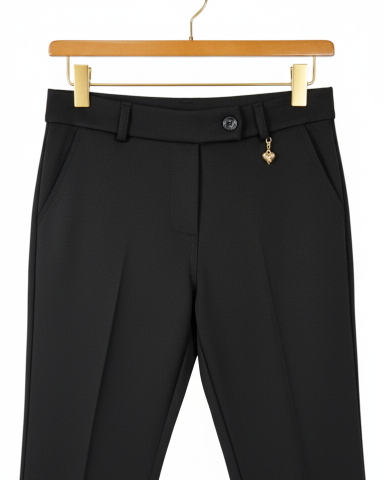 Pantalon femme chic ajusté stretch confortable taille mi-haute élégant bureau casual tissu fluide viscose coupe droite taille unique | Élégance – LyaMode