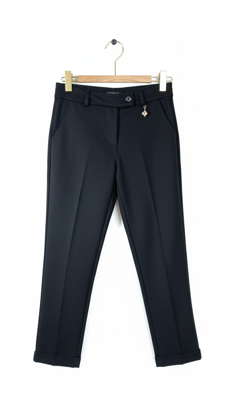 Pantalon femme chic ajusté stretch confortable taille mi-haute élégant bureau casual tissu fluide viscose coupe droite taille unique | Élégance – LyaMode