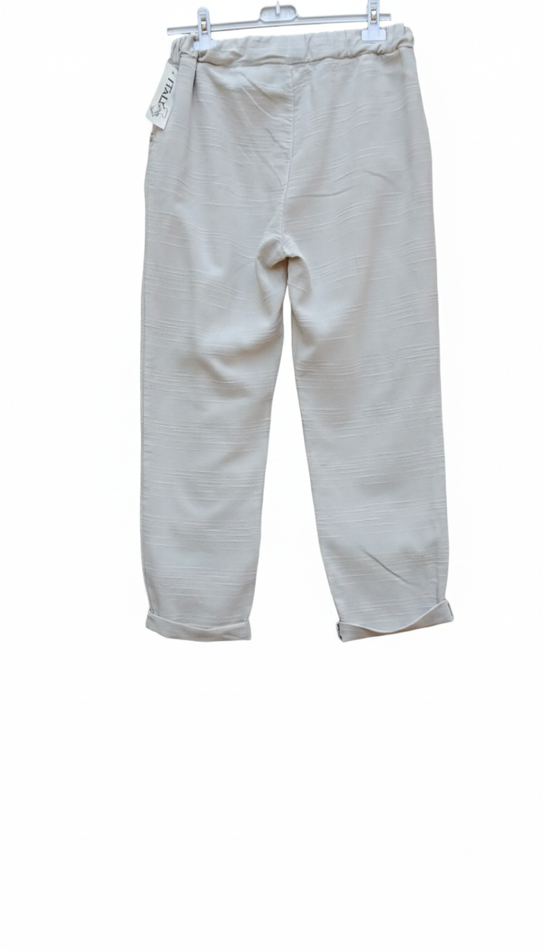 Pantalon Femme Coton Lin Taille Élastique Poches Coupe Confort Été L’Été en Douceur LyaMode