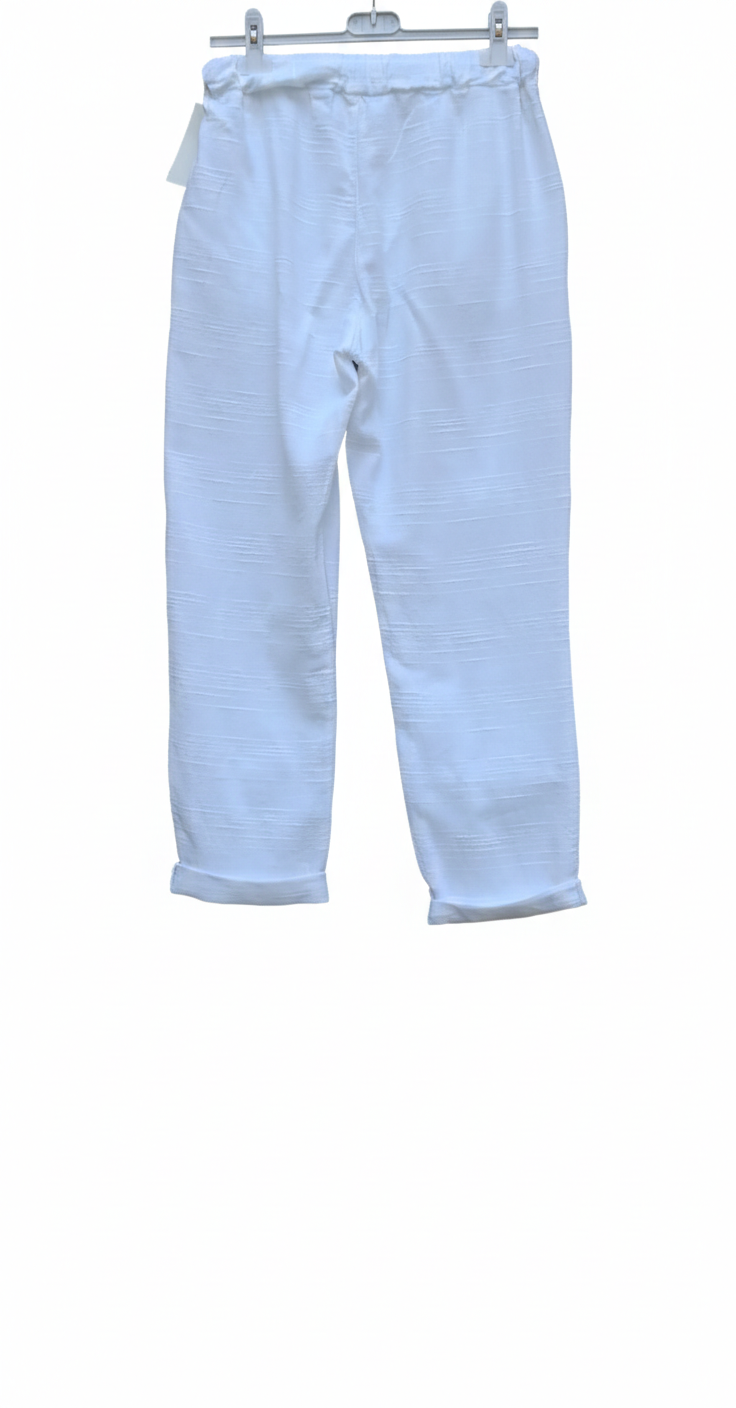 Pantalon Femme Coton Lin Taille Élastique Poches Coupe Confort Été L’Été en Douceur LyaMode