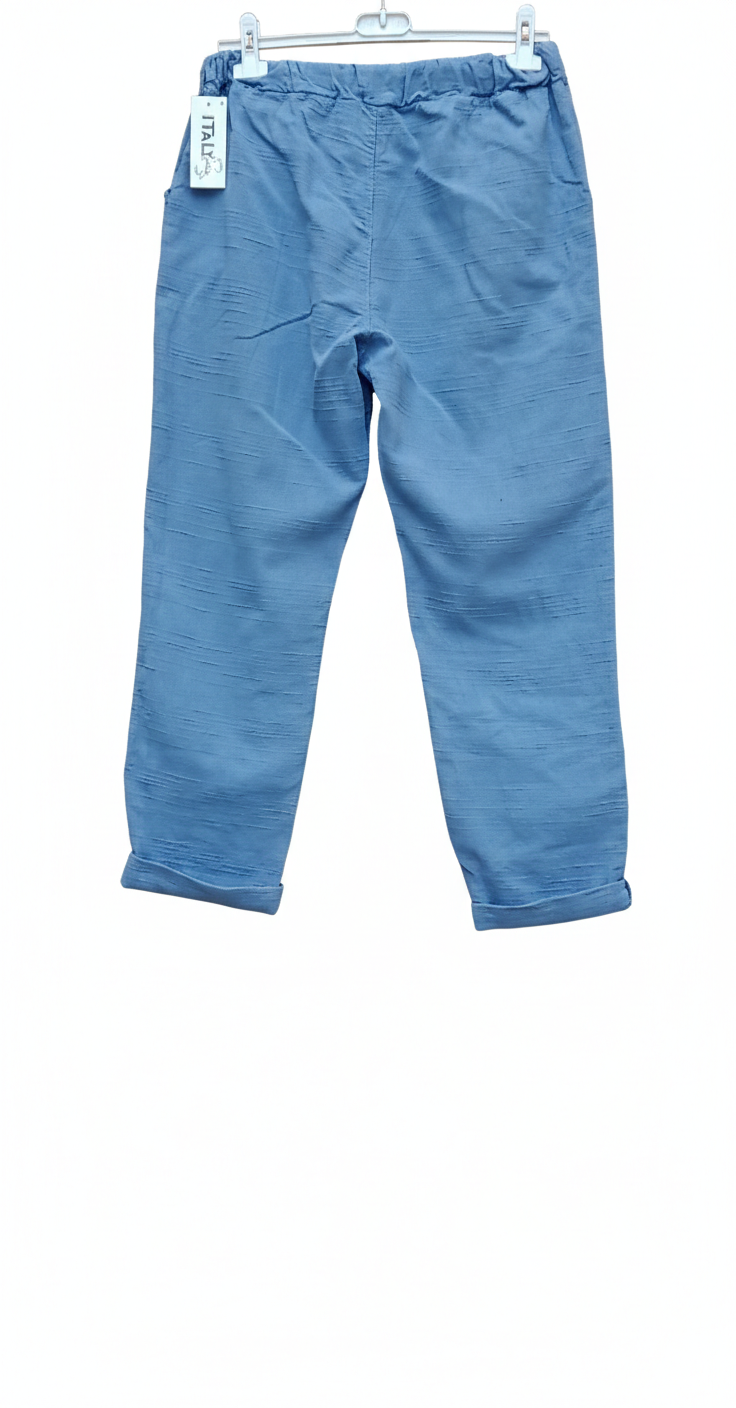 Pantalon Femme Coton Lin Taille Élastique Poches Coupe Confort Été L’Été en Douceur LyaMode
