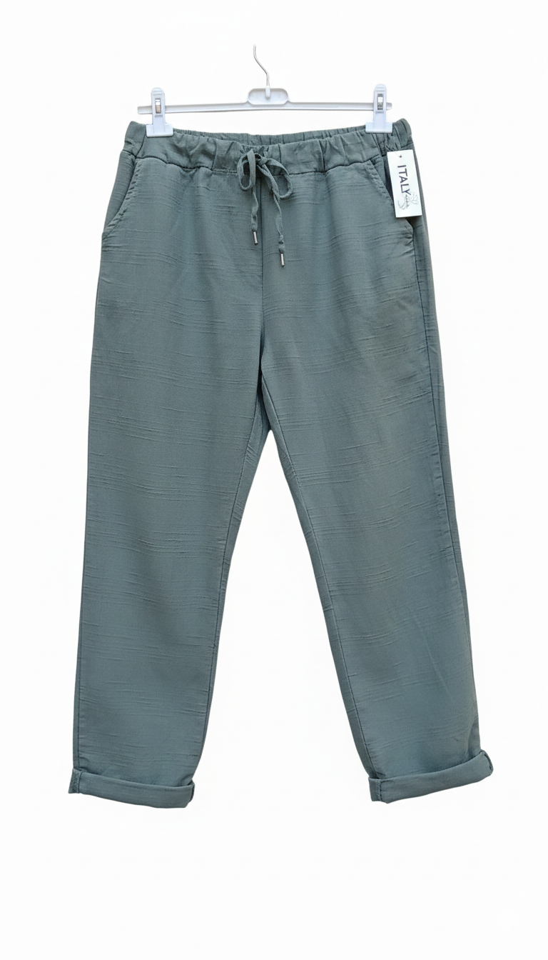 Pantalon Femme Coton Lin Taille Élastique Poches Coupe Confort Été L’Été en Douceur LyaMode
