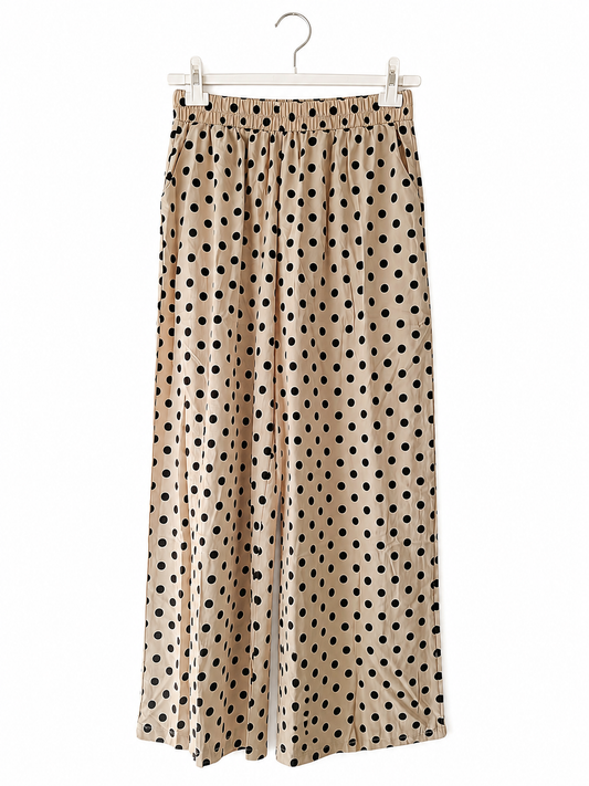 Pantalon large à pois 100 % coton Pois de Charme – LyaMode