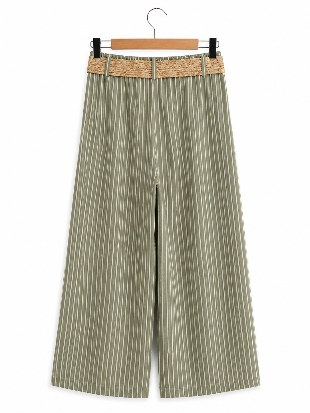 Pantalon Rayure Nature – Pantalon large rayé avec ceinture – Taille unique – LyaMode