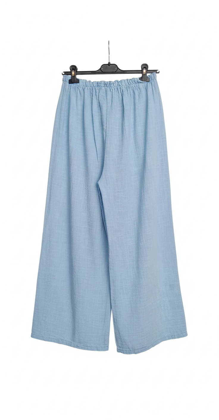 Pantalon Femme Coton Fluide Taille Élastique avec Nœud – Coupe Large Confort Été Souffle Bohème LyaMode