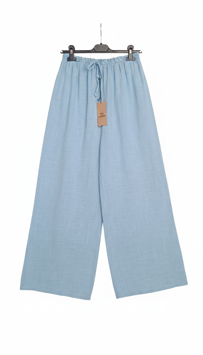 Pantalon Femme Coton Fluide Taille Élastique avec Nœud – Coupe Large Confort Été Souffle Bohème LyaMode