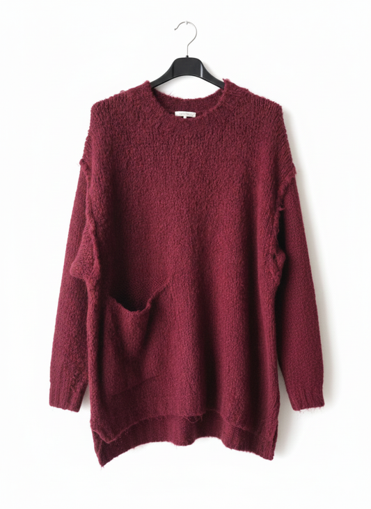 Pull maille texturée femme poche latérale coupe ample confortable chaud hiver | Signature – LyaMode