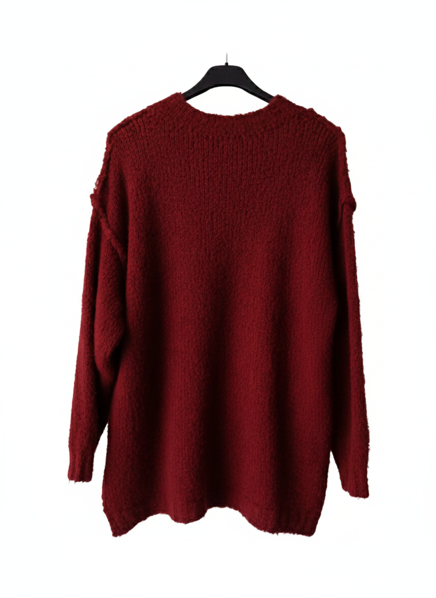 Pull maille texturée femme poche latérale coupe ample confortable chaud hiver | Signature – LyaMode