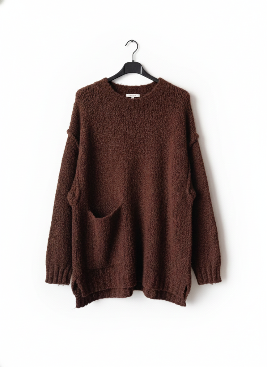 Pull maille texturée femme poche latérale coupe ample confortable chaud hiver | Signature – LyaMode