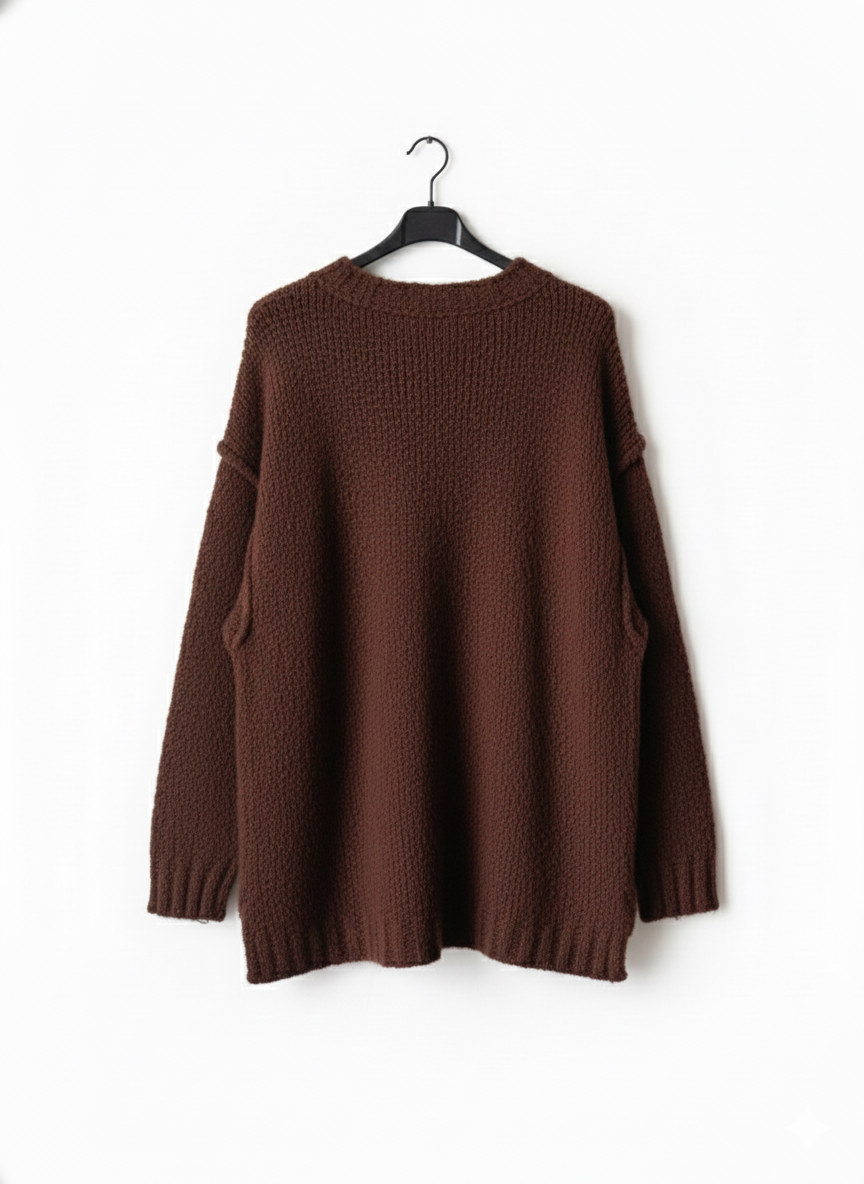 Pull maille texturée femme poche latérale coupe ample confortable chaud hiver | Signature – LyaMode