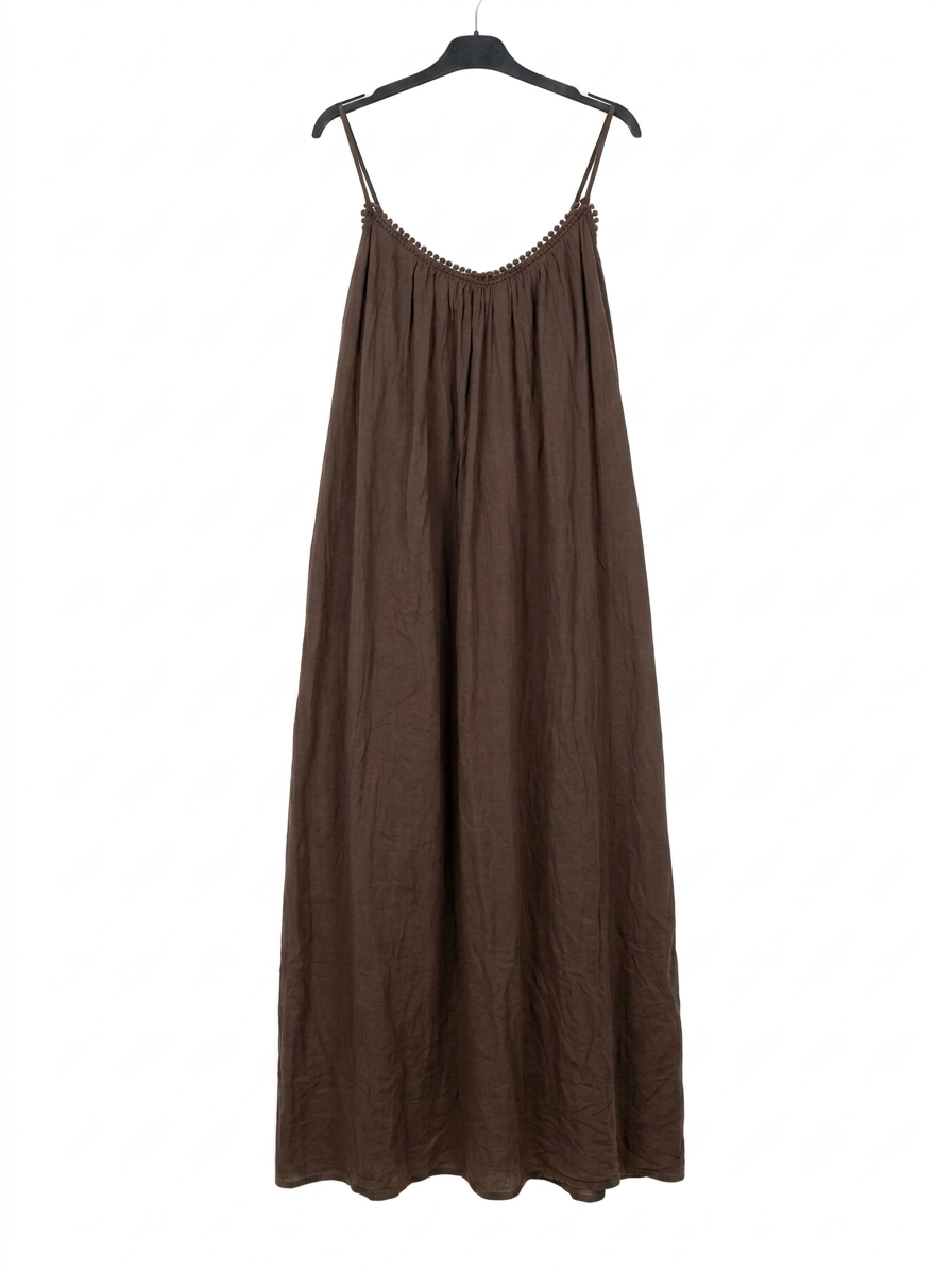 Robe longue SOLEYA en coton – Robe bohème à fines bretelles – LyaMode