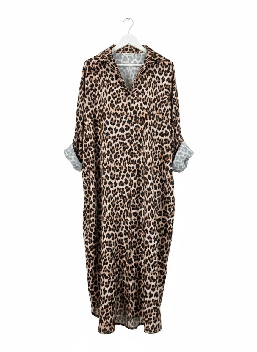 Robe Léopard Femme Fluide Coupe Ample Confort Taille Unique Style Bohème Chic – Élégance Féline | LyaMode