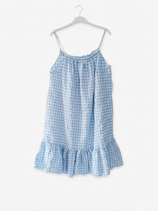 Robe Vichy Azur en coton – Taille unique | LyaMode