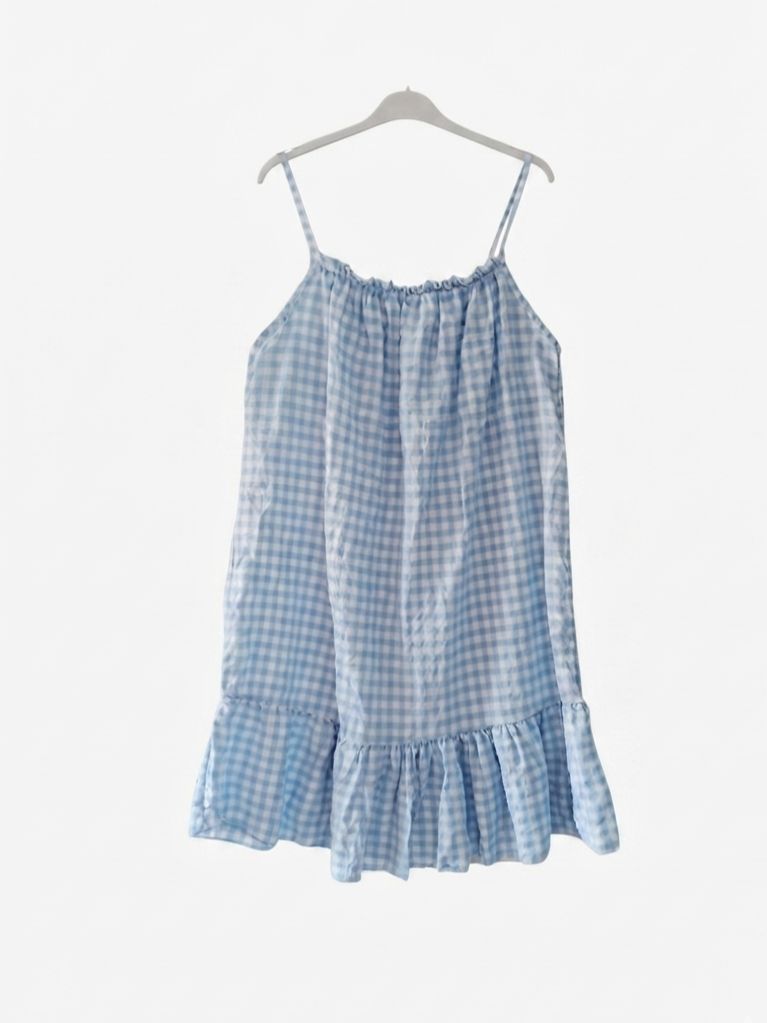 Robe Vichy Azur en coton – Taille unique | LyaMode