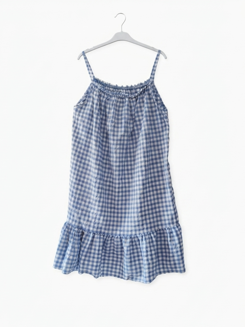 Robe Vichy Azur en coton – Taille unique | LyaMode