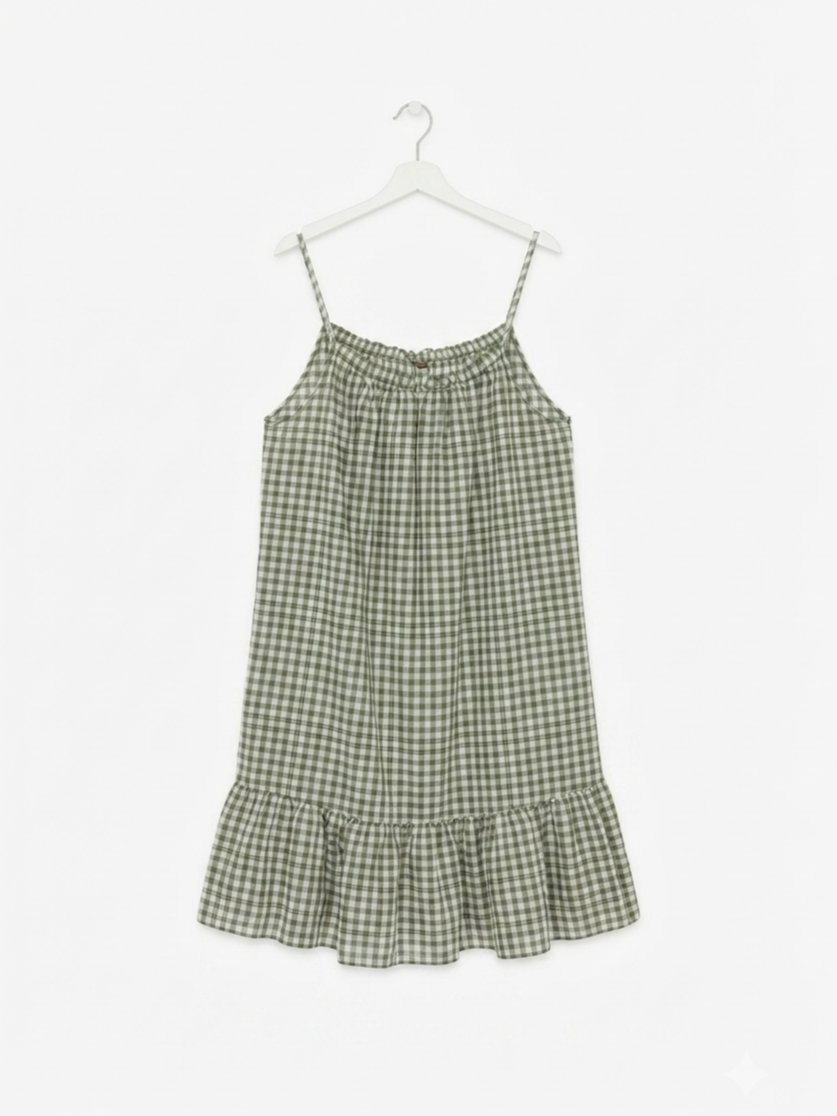 Robe Vichy Azur en coton – Taille unique | LyaMode
