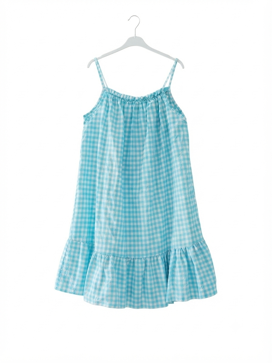 Robe Vichy Azur en coton – Taille unique | LyaMode