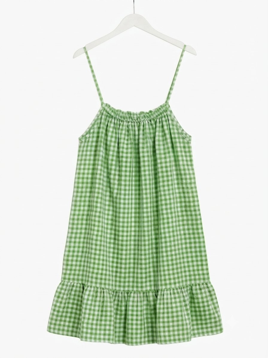 Robe Vichy Azur en coton – Taille unique | LyaMode