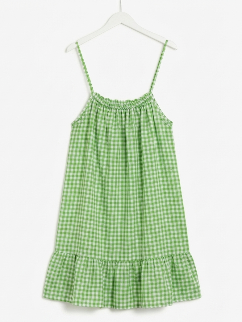 Robe Vichy Azur en coton – Taille unique | LyaMode
