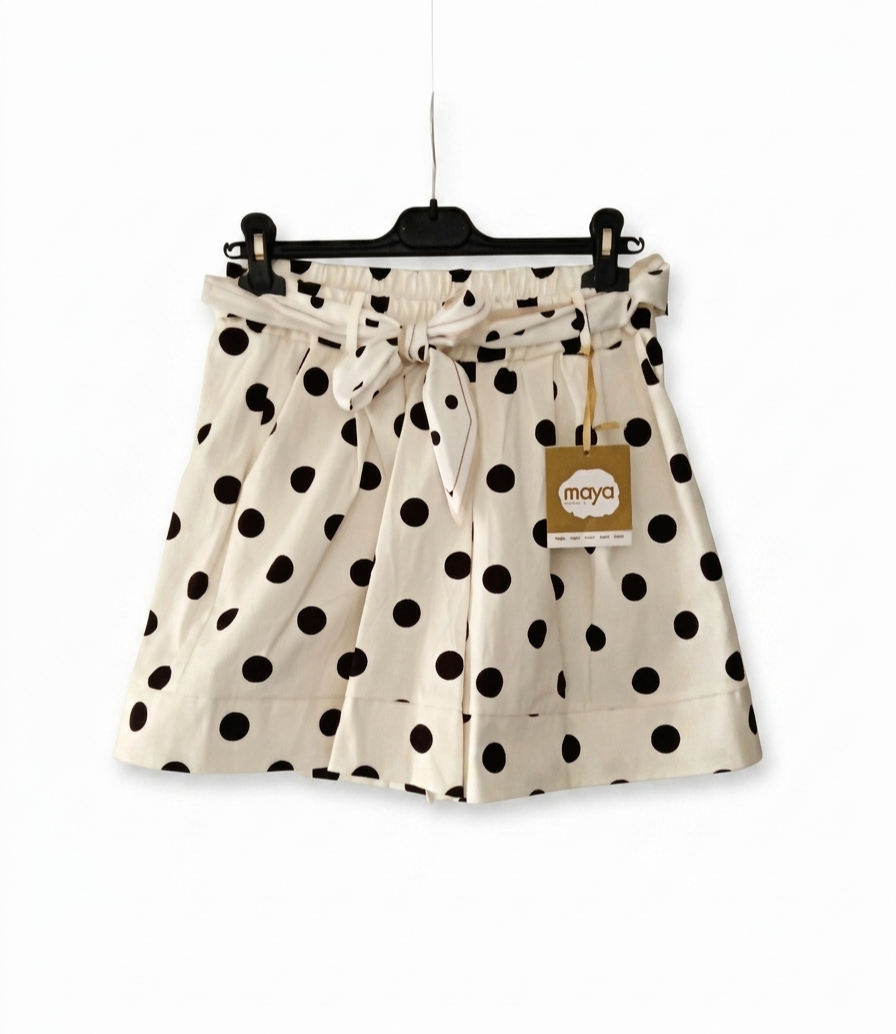 Short femme taille unique coton à pois ceinture à nouer Pois de Charme – LyaMode