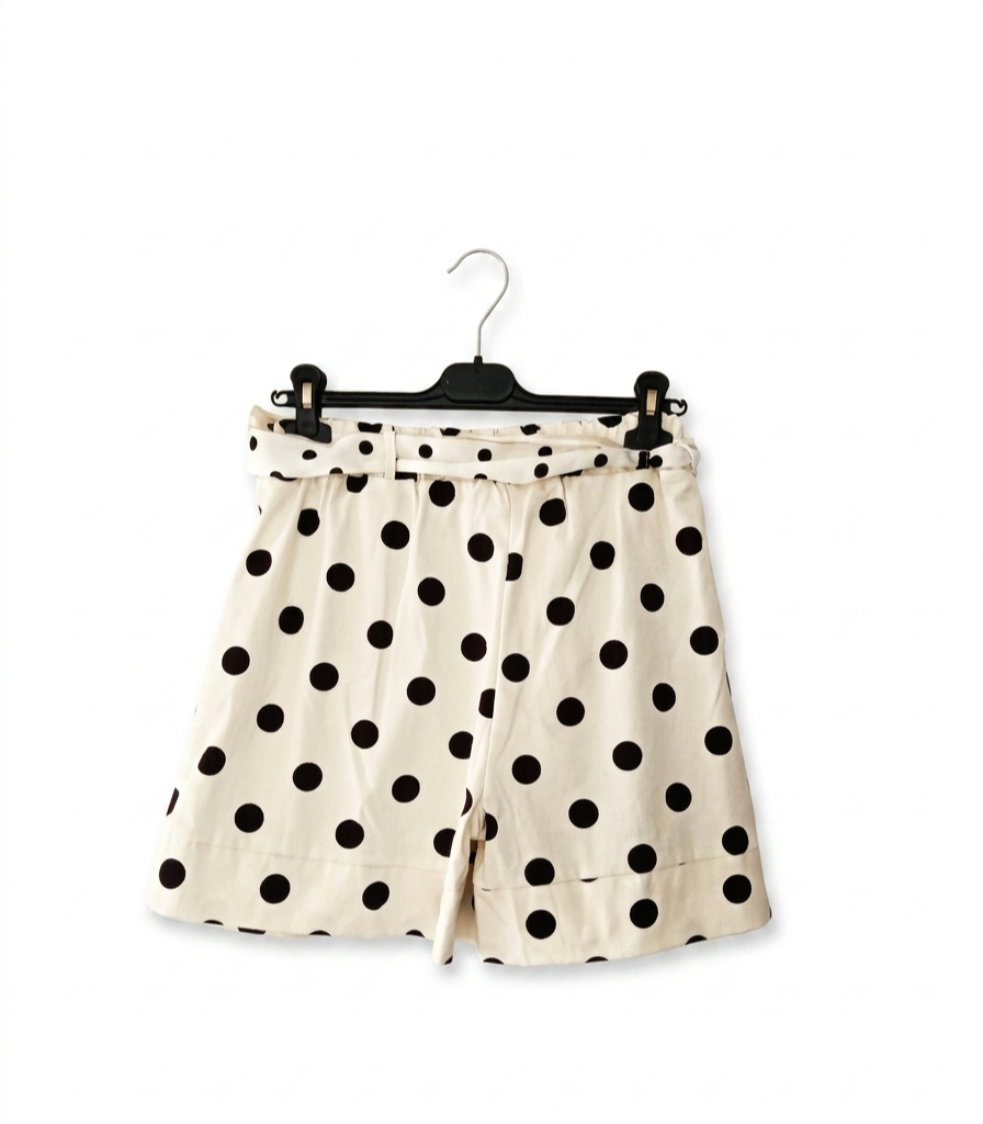 Short femme taille unique coton à pois ceinture à nouer Pois de Charme – LyaMode