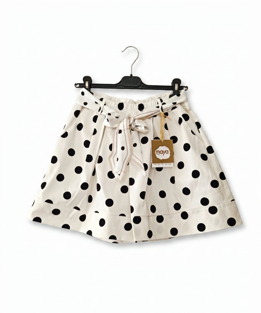 Short femme taille unique coton à pois ceinture à nouer Pois de Charme – LyaMode