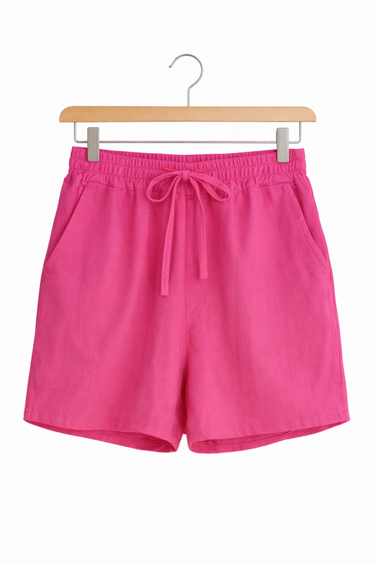 Short femme été 100% coton taille élastique lien à nouer poches confort respirant coupe fluide casual plage | Brise d’Été – LyaMode