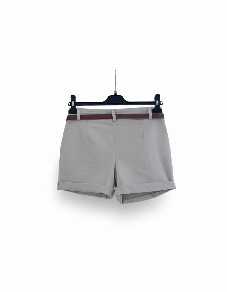 Short femme été coton stretch avec ceinture coupe flatteuse poches et revers casual chic tailles S à L | Summer Belt – LyaMode
