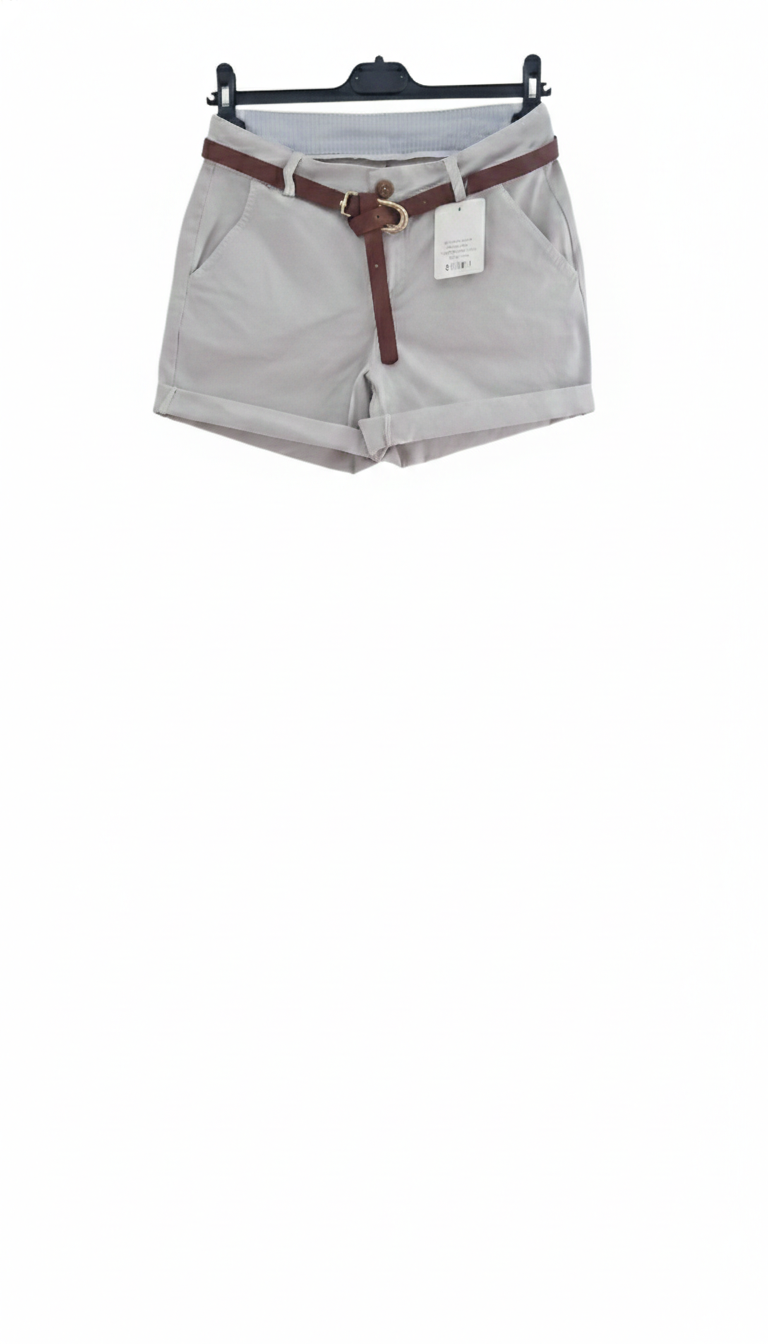 Short femme été coton stretch avec ceinture coupe flatteuse poches et revers casual chic tailles S à L | Summer Belt – LyaMode