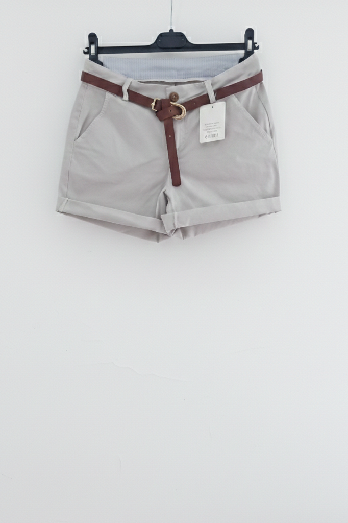 Short femme été coton stretch avec ceinture coupe flatteuse poches et revers casual chic tailles S à L | Summer Belt – LyaMode