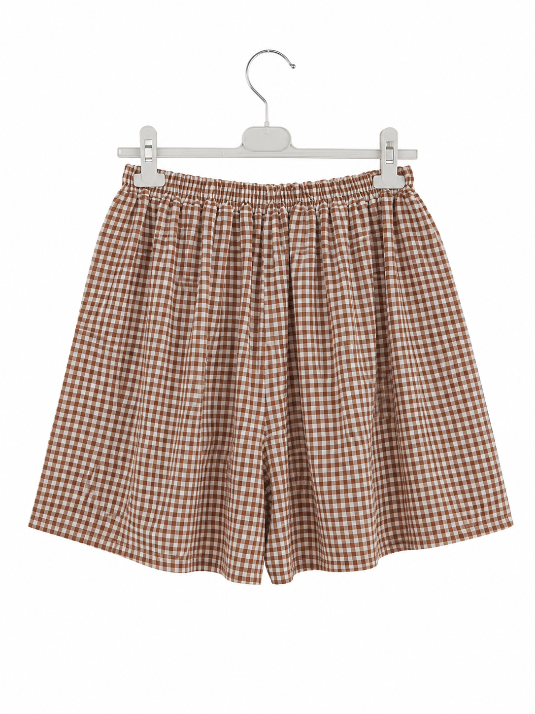 Short vichy taille unique à taille élastique avec poches – 50 % coton – LyaMode