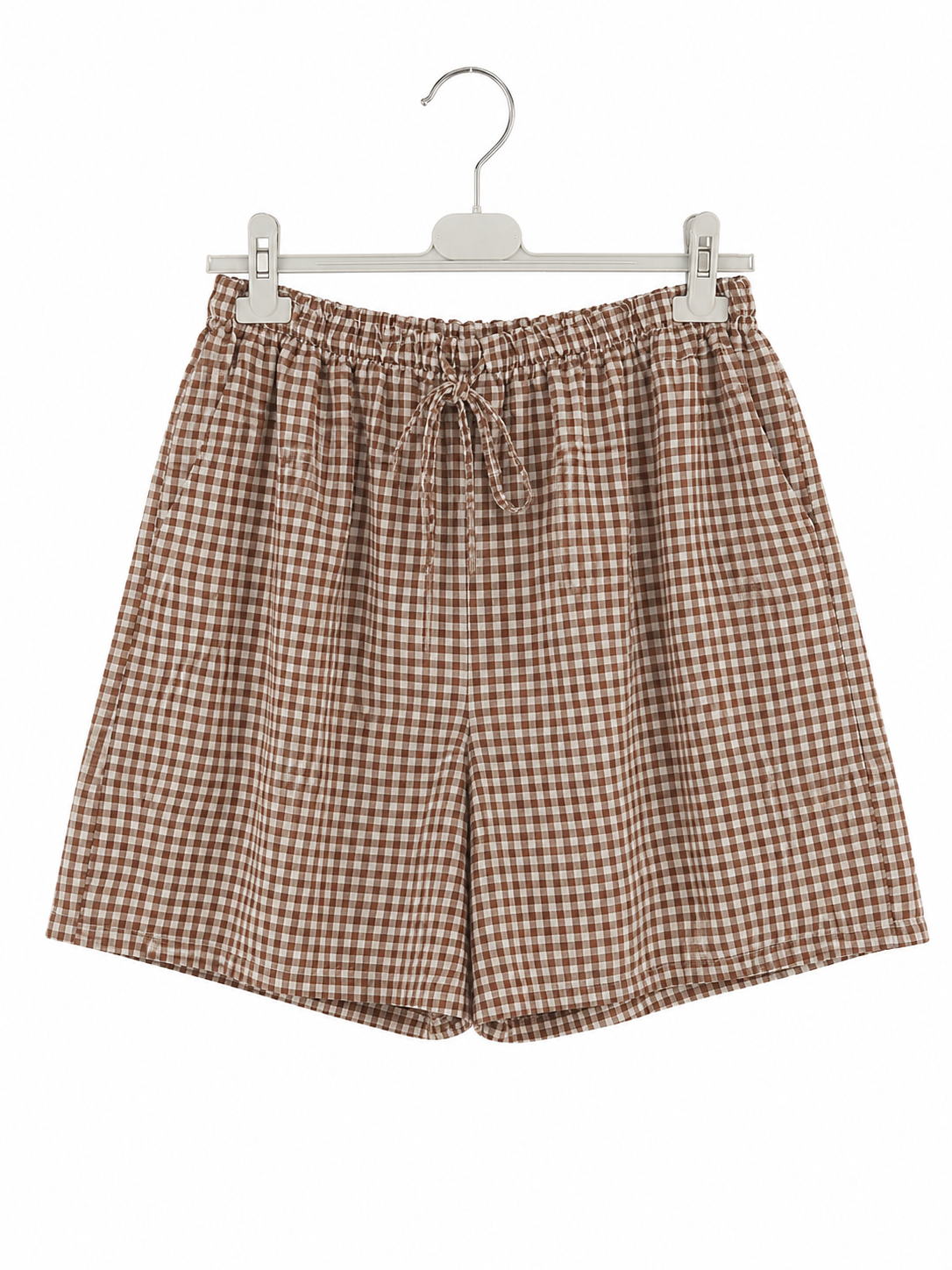 Short vichy taille unique à taille élastique avec poches – 50 % coton – LyaMode