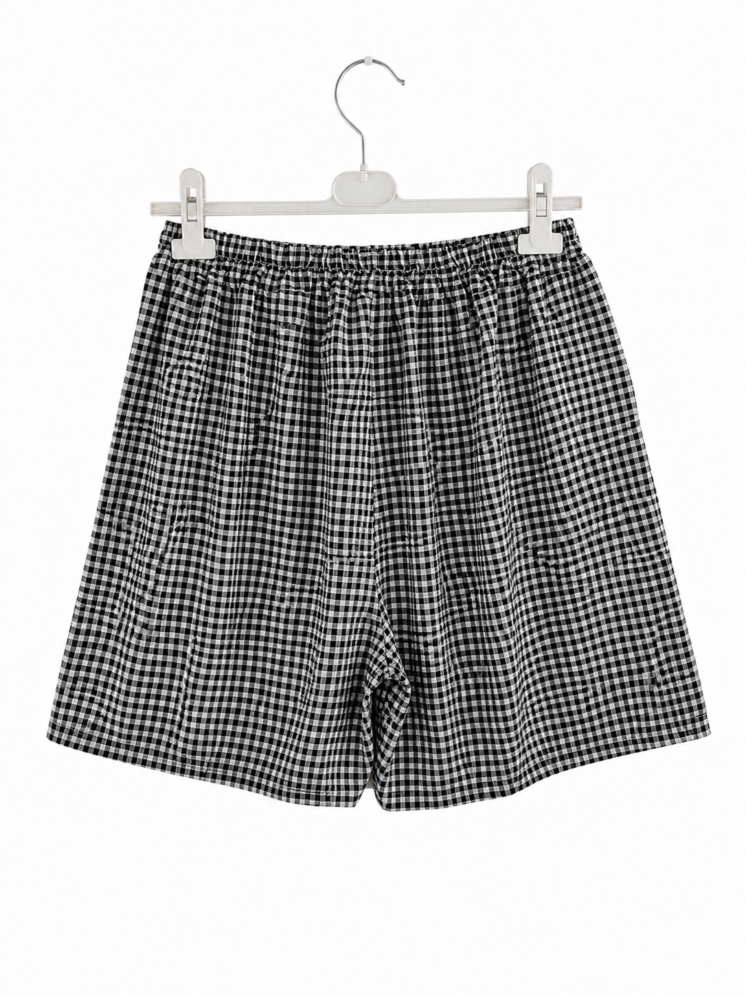 Short vichy taille unique à taille élastique avec poches – 50 % coton – LyaMode