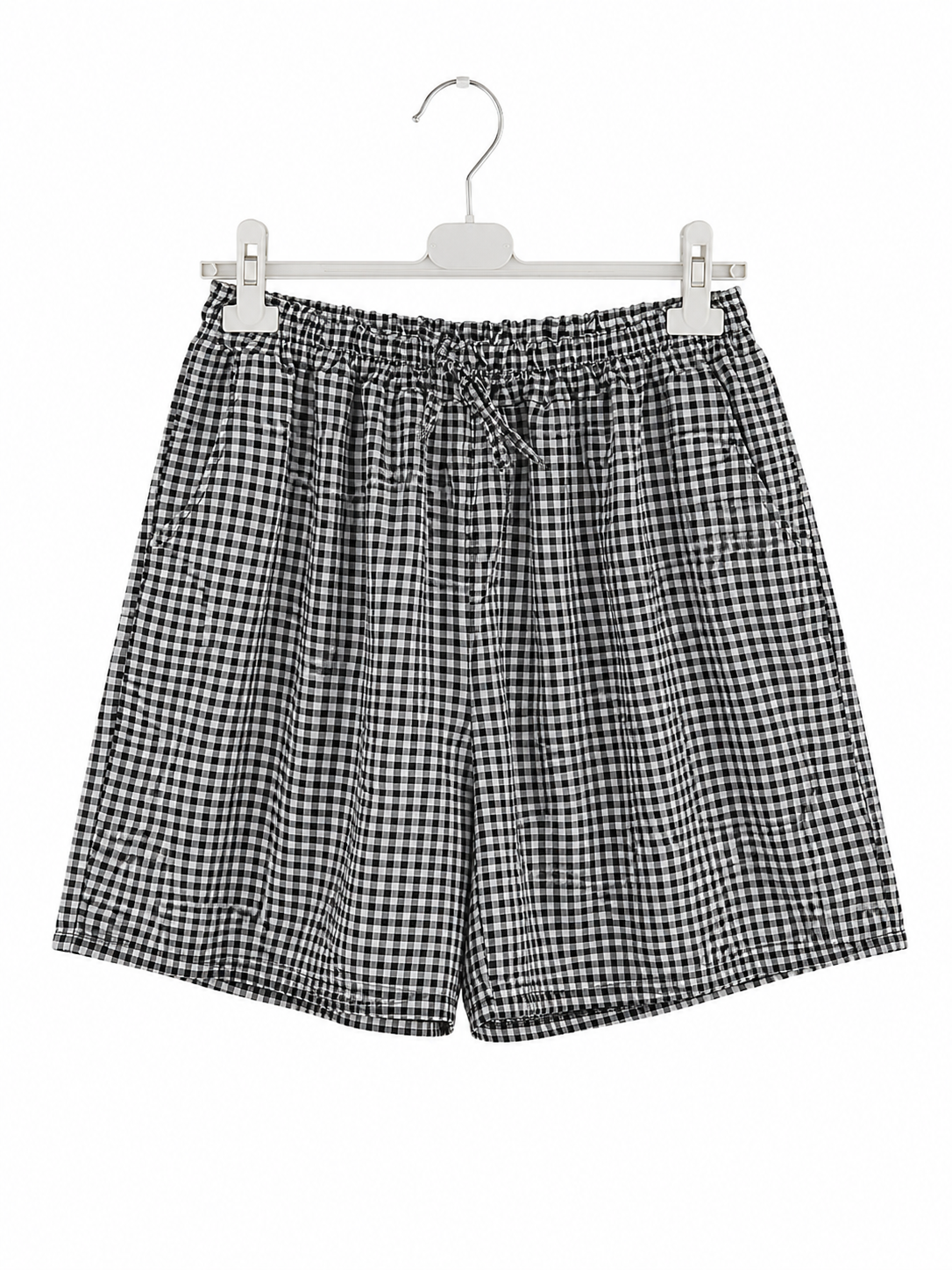 Short vichy taille unique à taille élastique avec poches – 50 % coton – LyaMode
