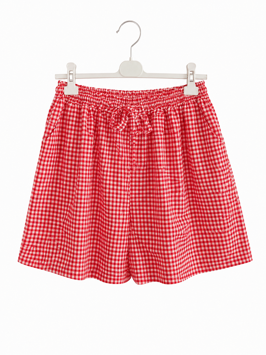Short vichy taille unique à taille élastique avec poches – 50 % coton – LyaMode