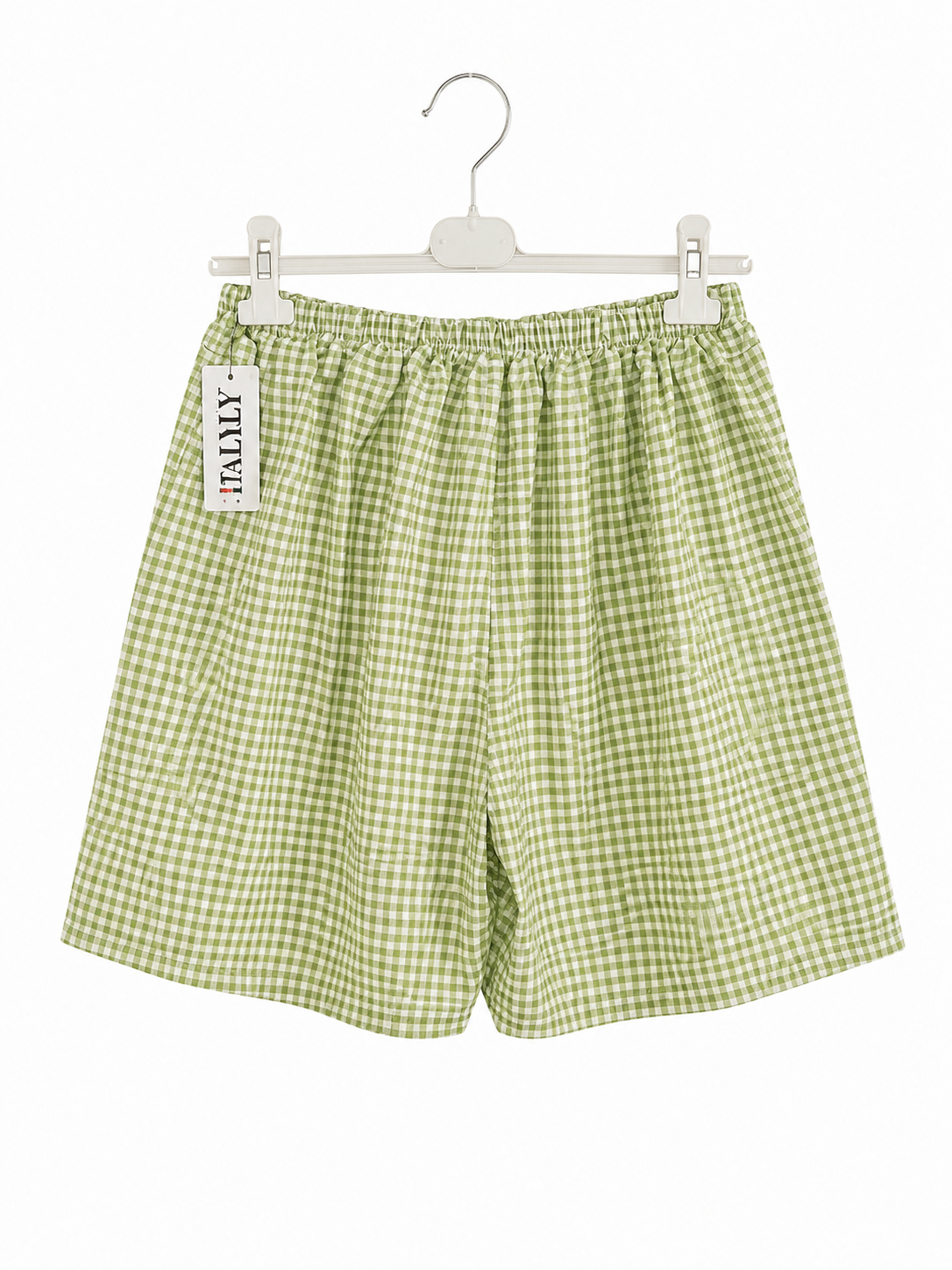 Short vichy taille unique à taille élastique avec poches – 50 % coton – LyaMode