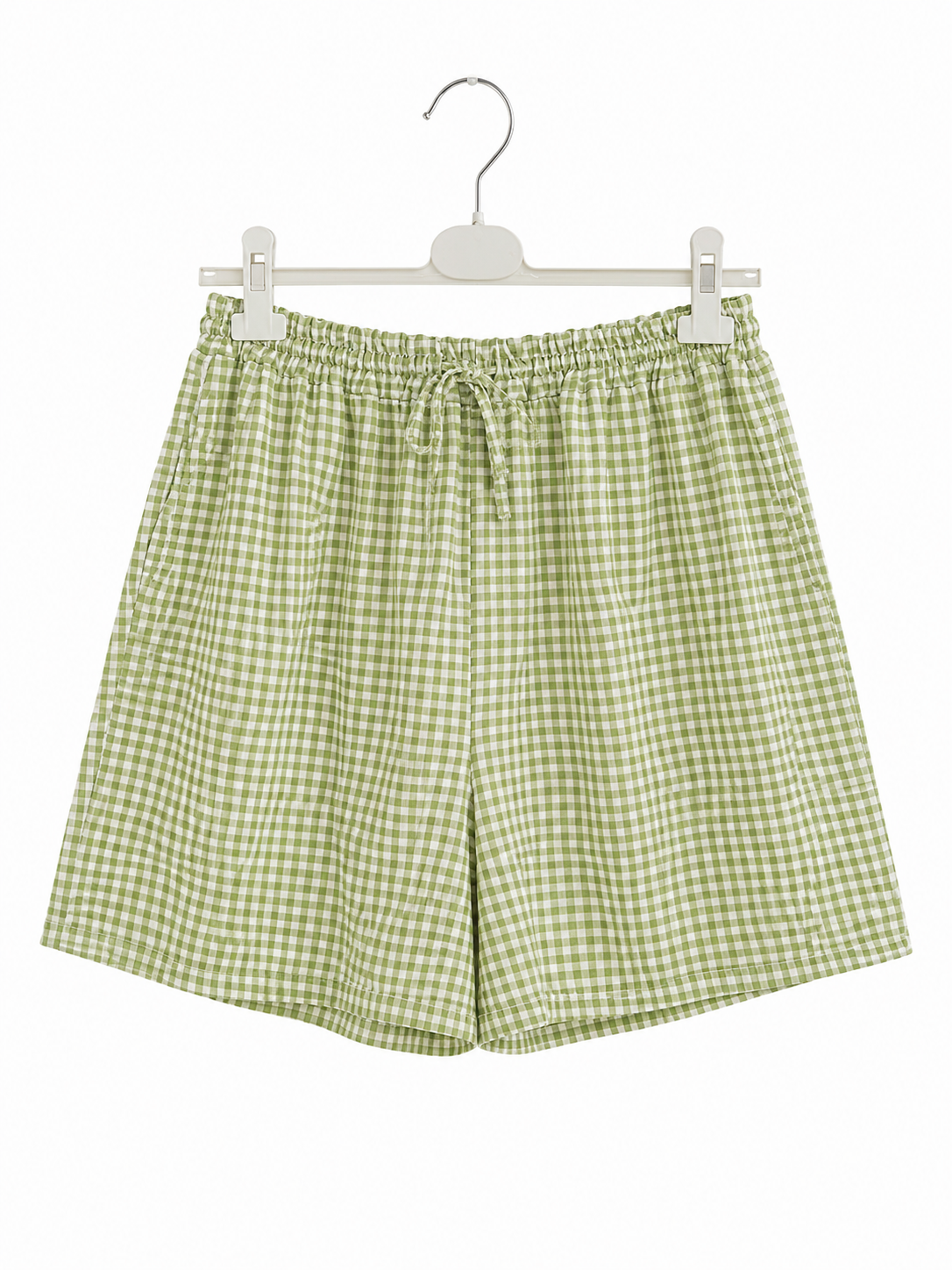 Short vichy taille unique à taille élastique avec poches – 50 % coton – LyaMode