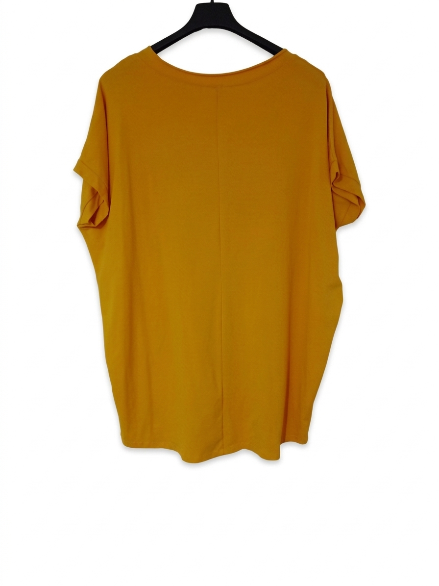 T-shirt oversize col V coton extensible femme – Liberté Oversize – LyaMode