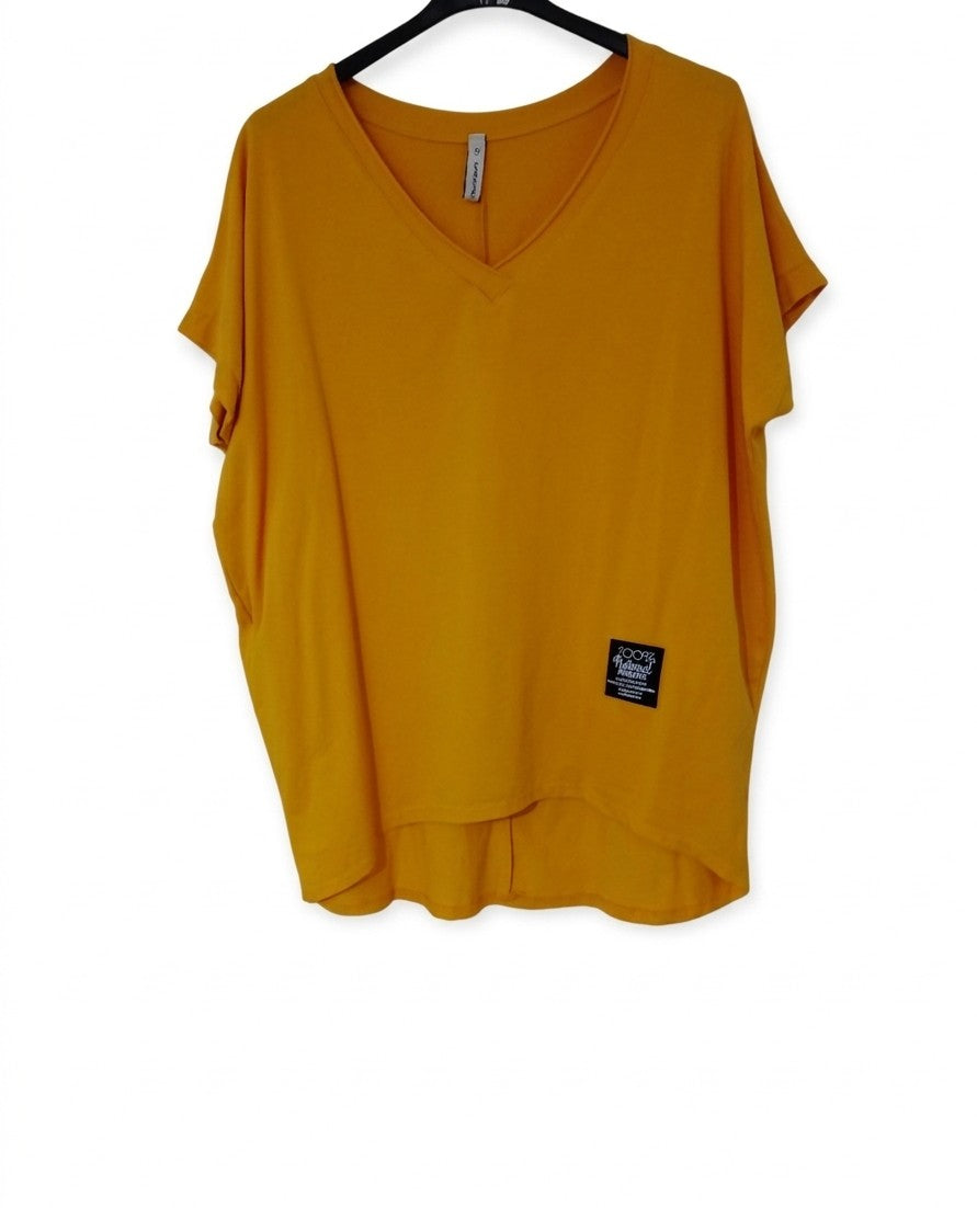 T-shirt oversize col V coton extensible femme – Liberté Oversize – LyaMode