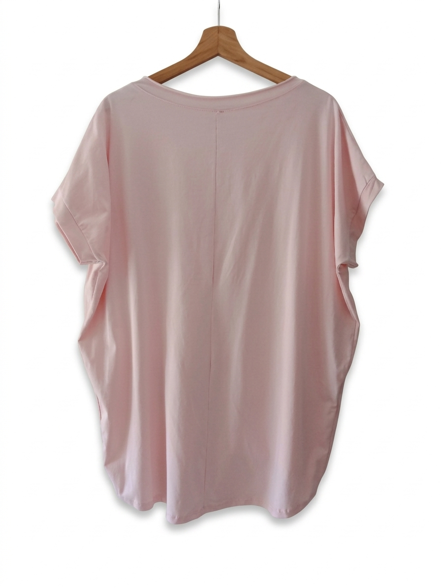 T-shirt oversize col V coton extensible femme – Liberté Oversize – LyaMode