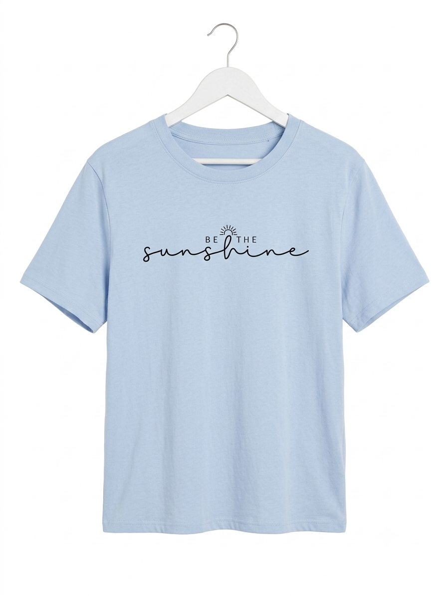 T-shirt femme taupe "Be The Sunshine" – Coton stretch – Taille unique