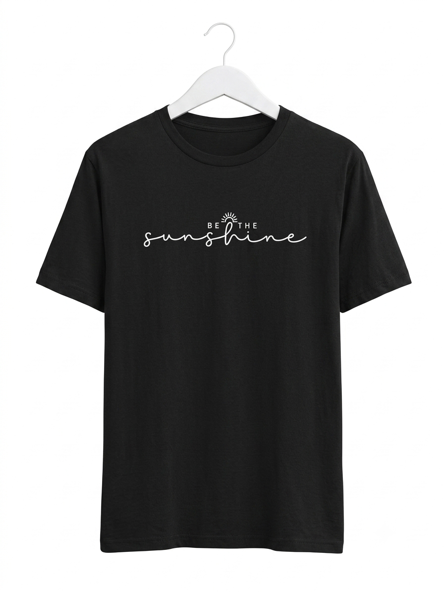 T-shirt femme taupe "Be The Sunshine" – Coton stretch – Taille unique