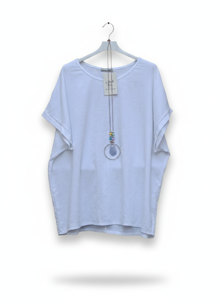 Tee-shirt Femme Coupe Fluide Manches Tombantes Coton Made in Italy Coup de Brise LyaMode