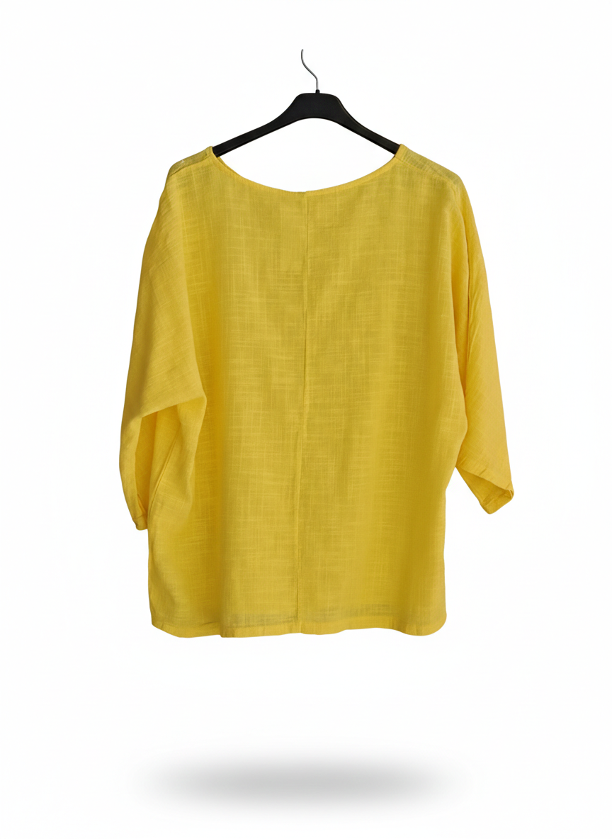 Tee-shirt Femme Oversize Coton Col Large Manches Retroussées L’Essentiel Doux LyaMode