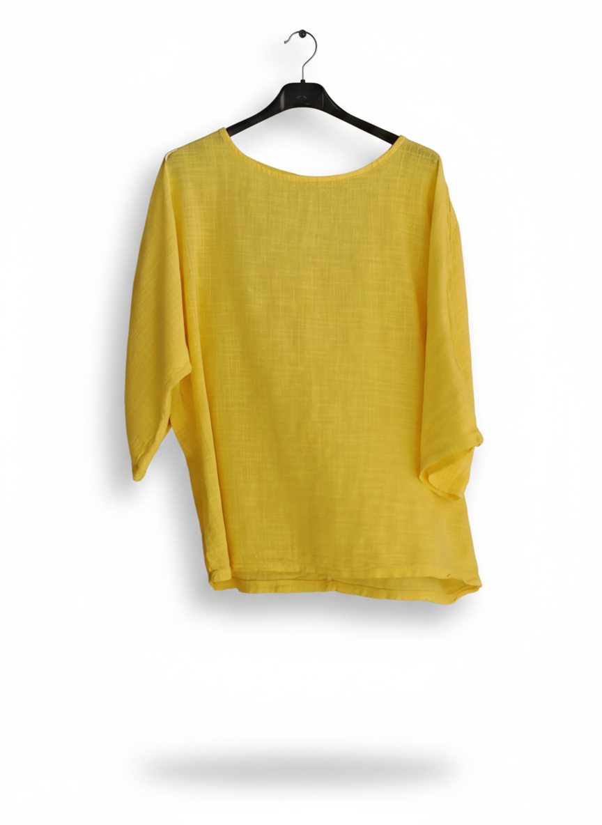 Tee-shirt Femme Oversize Coton Col Large Manches Retroussées L’Essentiel Doux LyaMode