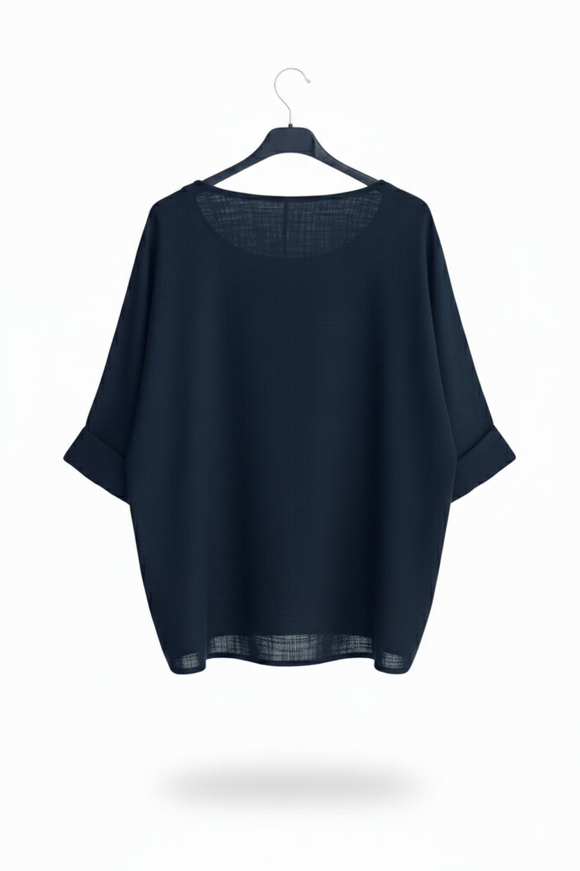 Tee-shirt Femme Oversize Coton Col Large Manches Retroussées L’Essentiel Doux LyaMode