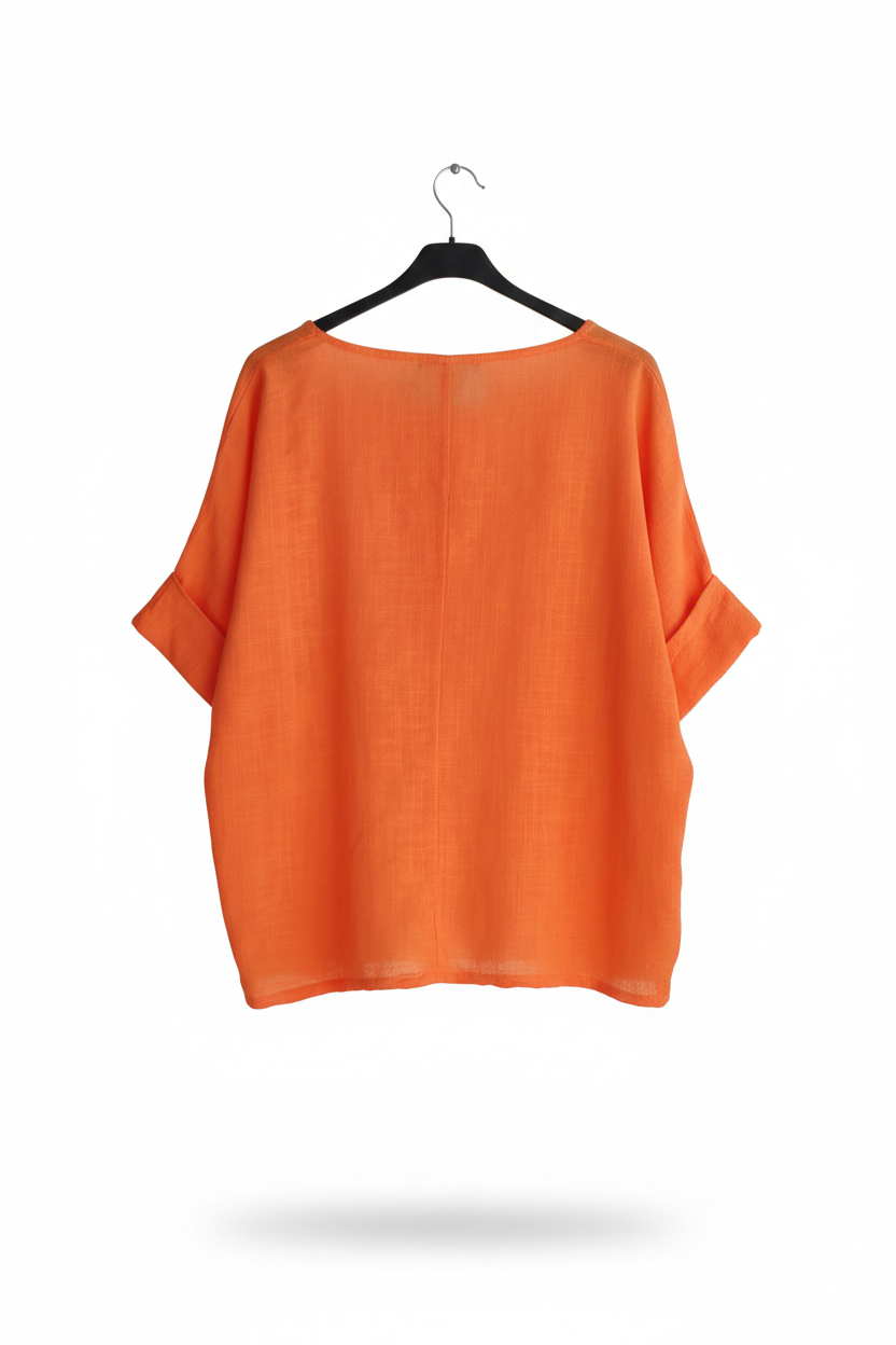 Tee-shirt Femme Oversize Coton Col Large Manches Retroussées L’Essentiel Doux LyaMode