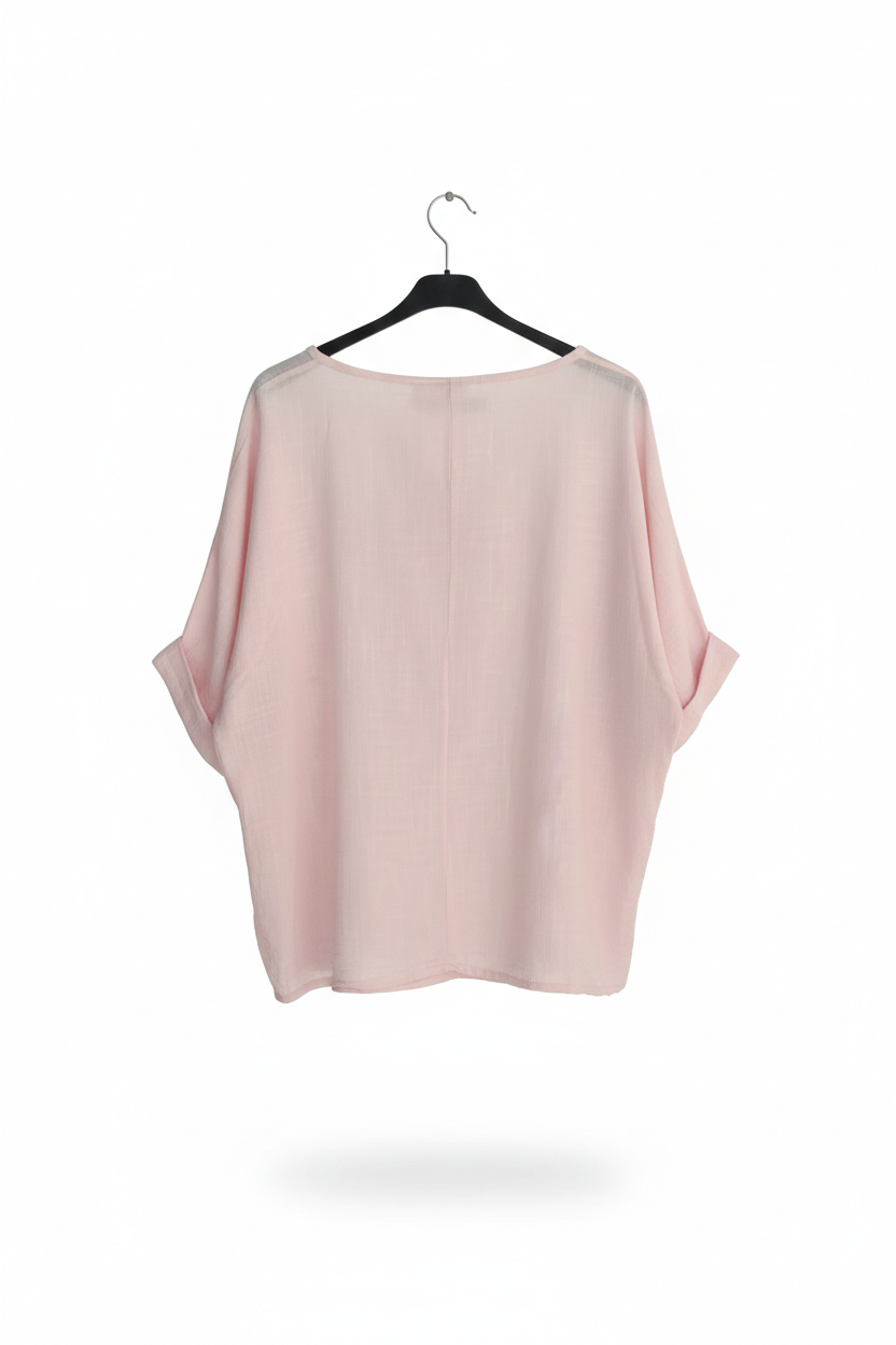 Tee-shirt Femme Oversize Coton Col Large Manches Retroussées L’Essentiel Doux LyaMode